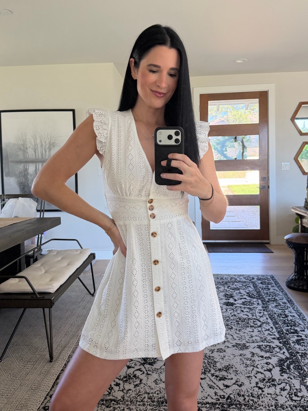 Cupshe White Eyelet Mini Dress